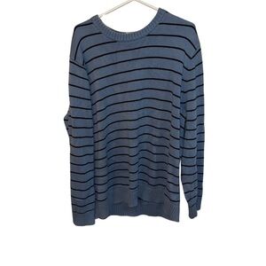 L.L. Bean Crewneck Sweater Blue and Black Stripes